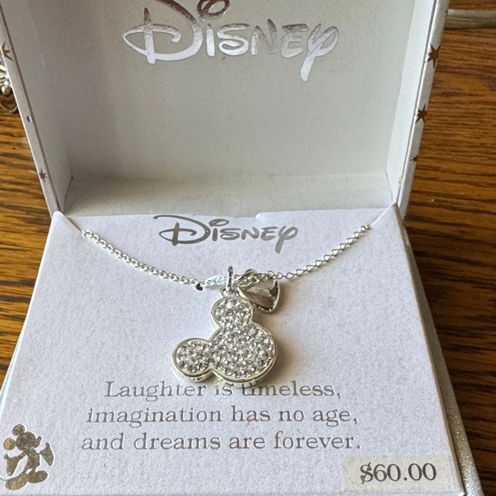 Disney Silver Crystal Mickey Mouse Necklace